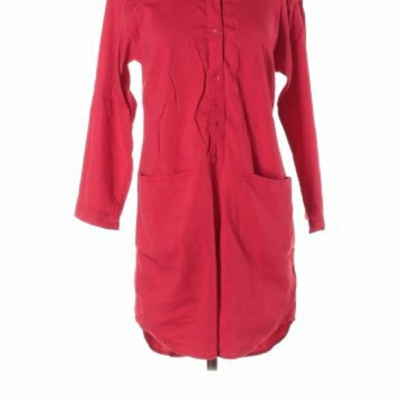 🆕Eileen Fisher | Organic Linen Longline Red Dress Size Womens MEDIUM Petite - Picture 3 of 7